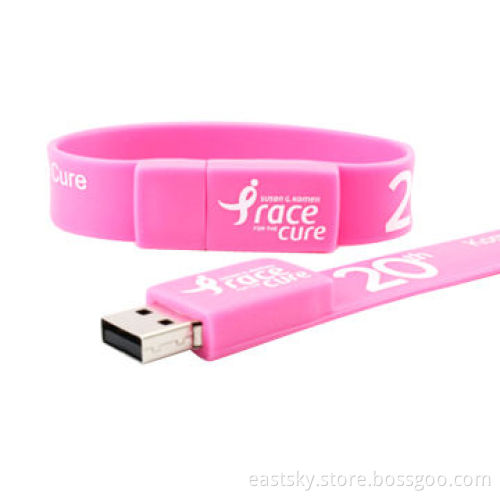 Silicone bracelet USB flash drive, 64MB to 32GB flash memory capacity, data retention over 10 years